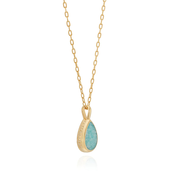 Anna Beck Medium Amazonite Drop Pendant Necklace - Gold