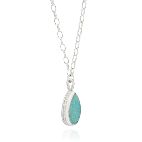 Anna Beck Large Amazonite Drop Pendant Necklace - Silver