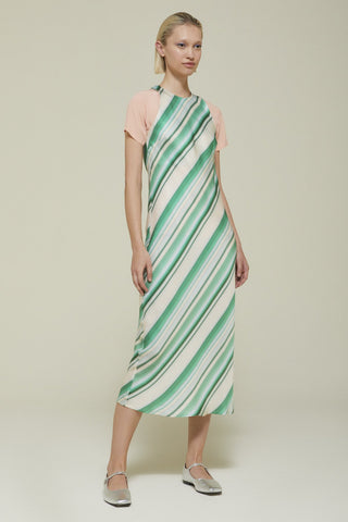 Ottod'ame Viscose Stripe Maxi Dress - Fogia Green Stripe