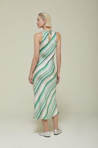 Ottod'Ame Viscose Stripe Maxi Dress - Fogia Green Stripe