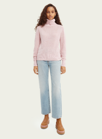 Maison Scotch Ribbed Turtle Neck Pullover _ Pink