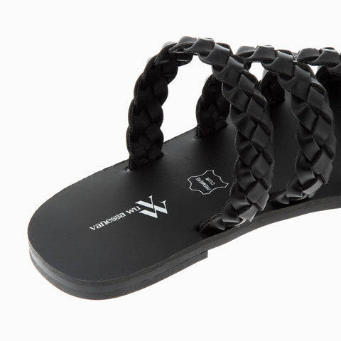 Vanessa Wu Braided Black Sandal - Black
