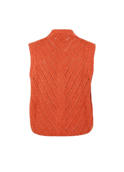 Black Colour Knitted Vest - Orange
