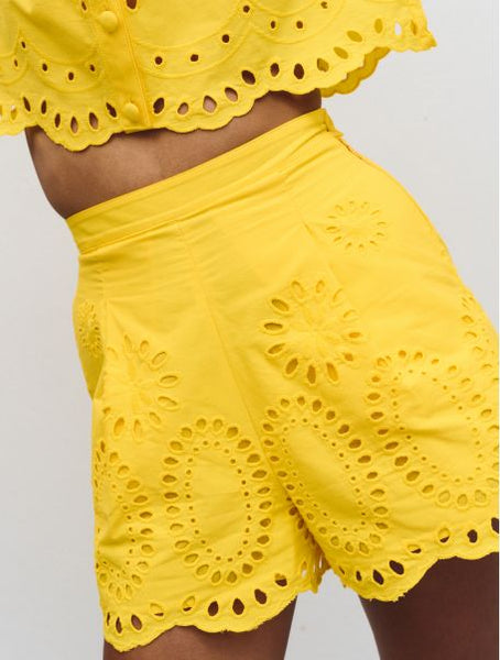Idano Quoc Broderie Anglasie Shorts - Citron
