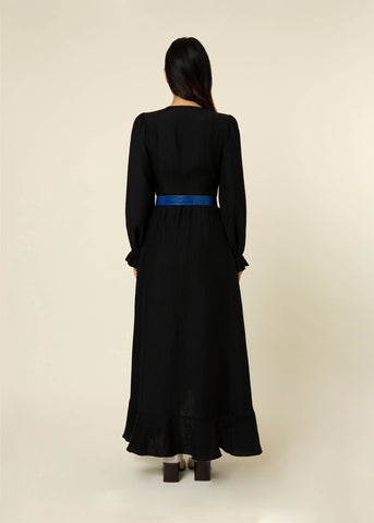 FRNCH Frill Wrap Maxi Dress - Black