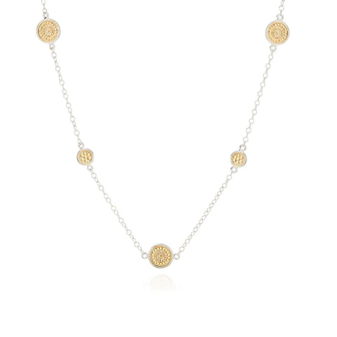 Anna Beck Multi Long Station Multi Disc Necklace - Silver & Gold