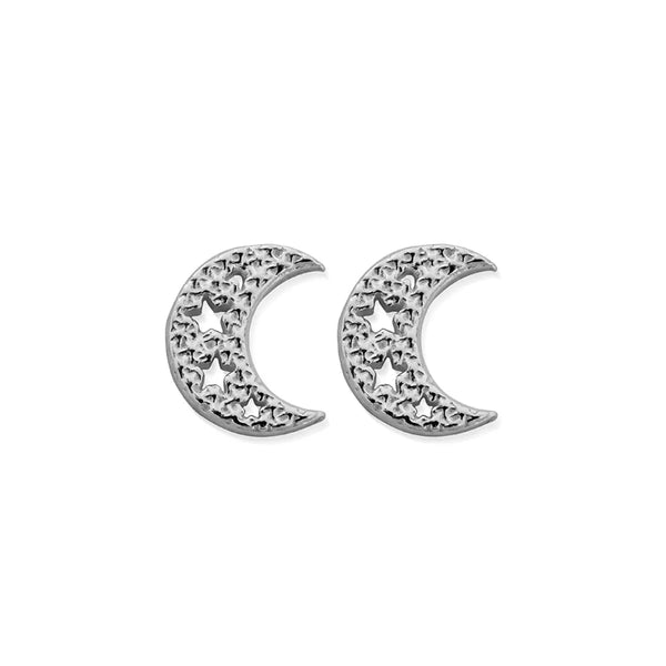ChloBo Starry Moon Stud Earrings - Silver