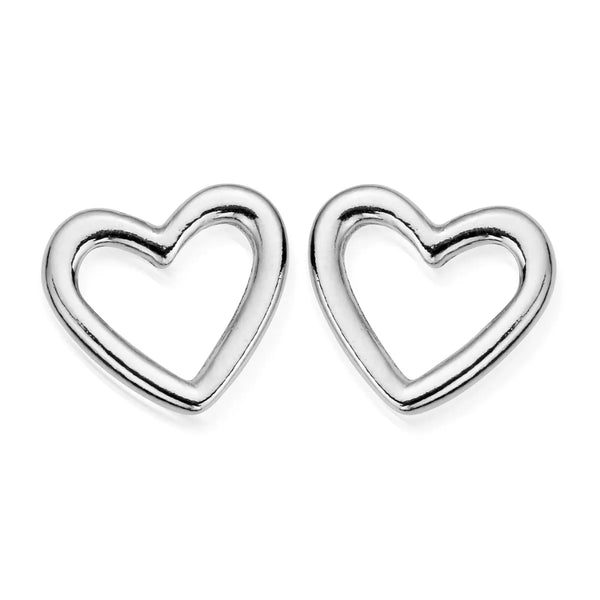 ChloBo Open Heart Stud Earrings - Silver