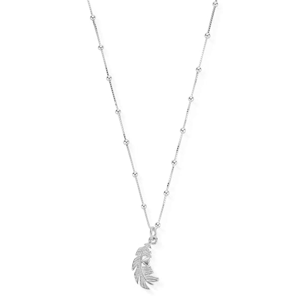 ChloBo Bobble Chain Heart in Feather Necklace - Silver