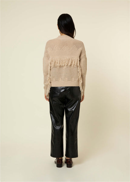 FRNCH Fringed Knitted Sweater - Beige
